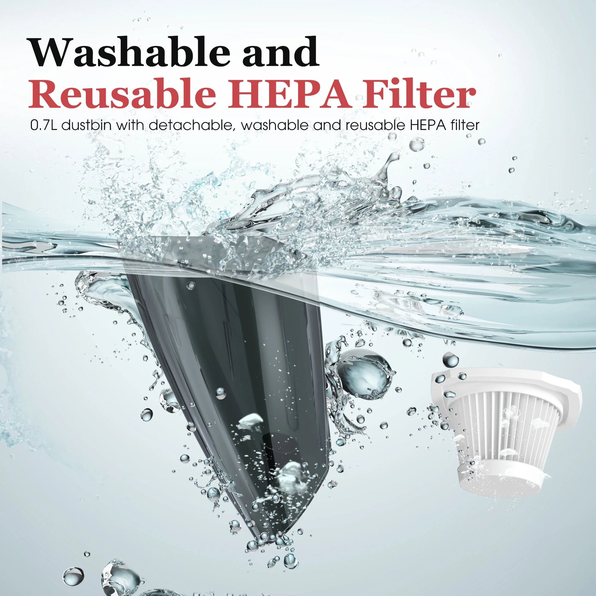 Handheld Vacuum Cordless, Portable Mini Car Vacuum Cleaner Cordless with Powerful Suction, Hand Vacuum Cleaner Cordless Rechageable for Car, Black