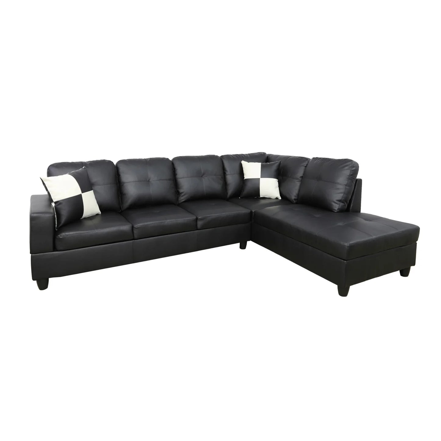 Convertible Sectional Sofa, L Shaped Couch for Small Space Living Room, Black(Without Ottoman)