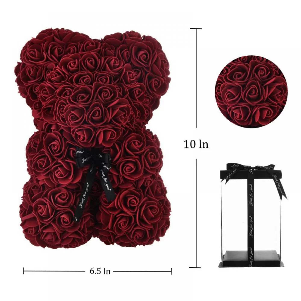 Artificial Flower Rose Bear, Rose Bear, Bear Flower, Forever Rose Immortal Flower Window Display, Anniversary Christmas Valentine'S Day Gift