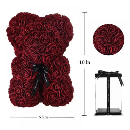 Artificial Flower Rose Bear, Rose Bear, Bear Flower, Forever Rose Immortal Flower Window Display, Anniversary Christmas Valentine'S Day Gift