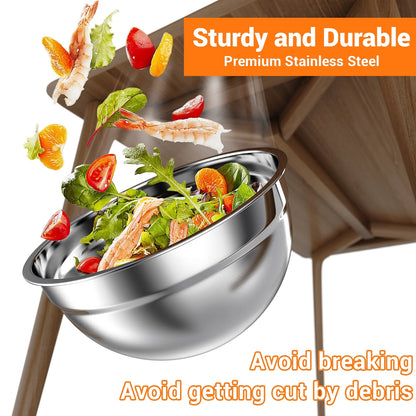 Mixing Bowls with Lids: 7 Pack Stainless Steel Mixing Bowls Set, Metal Nesting Mixing Bowls for Kitchen, 7/4.5/3.0/2.0/1.5/1.0/0.7QT, Great for Prep, Baking, Serving, Multicolor