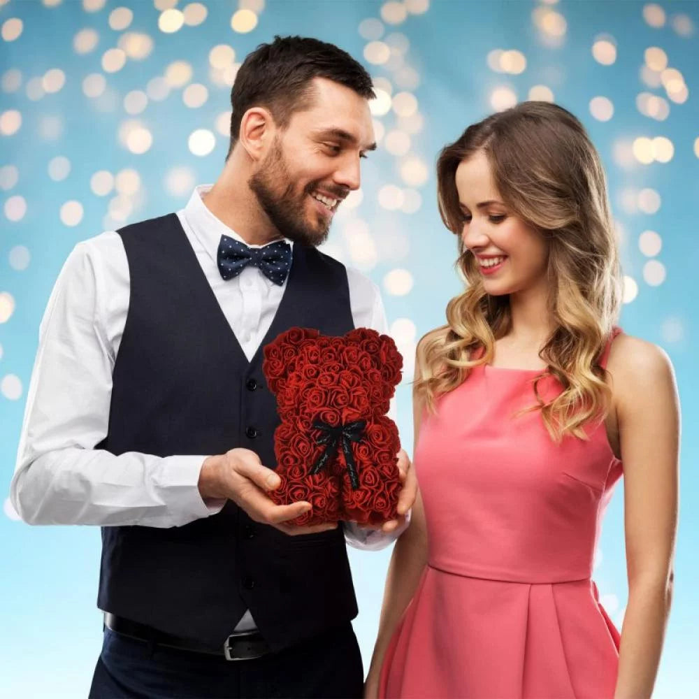 Artificial Flower Rose Bear, Rose Bear, Bear Flower, Forever Rose Immortal Flower Window Display, Anniversary Christmas Valentine'S Day Gift