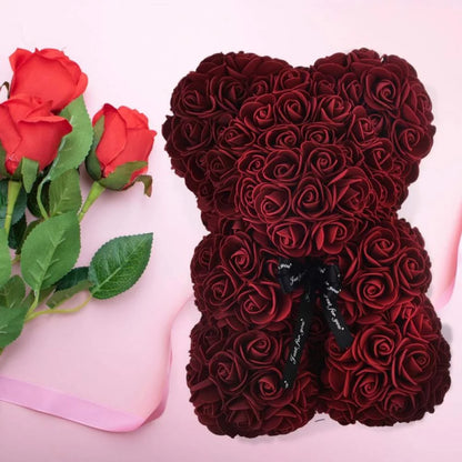 Artificial Flower Rose Bear, Rose Bear, Bear Flower, Forever Rose Immortal Flower Window Display, Anniversary Christmas Valentine'S Day Gift