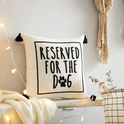 Black and White Reserved for Dog Square Decorative Throw Pillow for Adults, 18 in X 18 In
