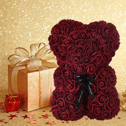 Artificial Flower Rose Bear, Rose Bear, Bear Flower, Forever Rose Immortal Flower Window Display, Anniversary Christmas Valentine'S Day Gift