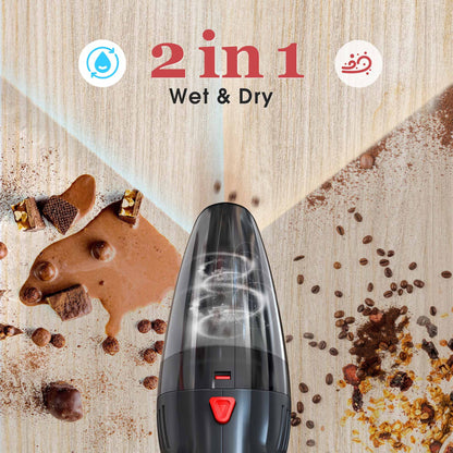 Handheld Vacuum Cordless, Portable Mini Car Vacuum Cleaner Cordless with Powerful Suction, Hand Vacuum Cleaner Cordless Rechageable for Car, Black